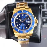 Clean Factory Superclone Rolex Bluesy Submariner Cal.3135 Watch Gold and Blue 40mm